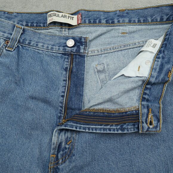 Levi's 505 Jeans Mens Size 44x30 (42x30 Actual) Blue Regular Straight Denim - Picture 2 of 16
